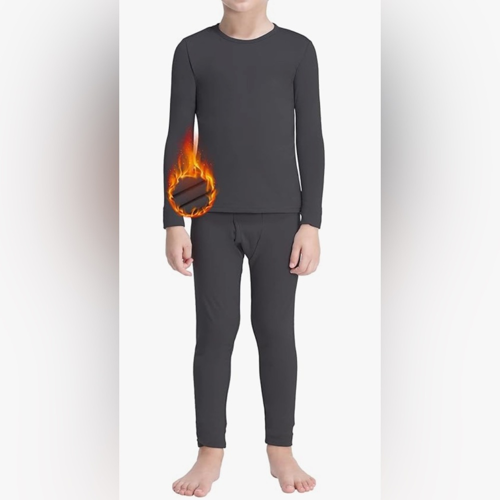 Mancyfit Thermal Underwear for Boys Fleece Lined Long Johns Size Small Gray